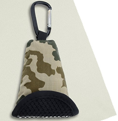 BW Buddy Towel, Microfaser-Tuch, Bundeswehr Flecktarn Hülle, ultra leicht, extrem saugfähig, kompakt, schnelltrocknend & antibakteriell, inkl. Karabiner, Mesh Holster & Trennclip (Flecktarn Tropen)