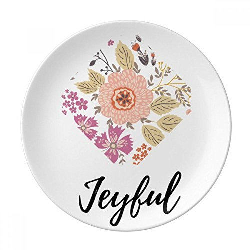 DIYthinker Dahlia Flower Plant Paint Decorative Porcelain Dessert Plate 8 inch Dinner Home Gift