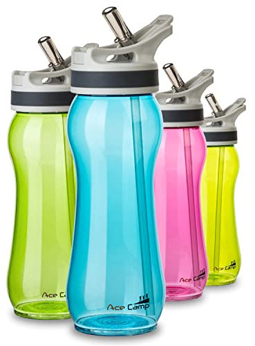 AceCamp TRITAN Trinkflasche | Sportflasche | BPA-frei I Alle Getränke I Springdeckel blau 550ml
