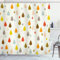 ABAKUHAUS Bunt Duschvorhang, Retro Wassertropfen Regen, Stoffliches Gewebe Badezimmerdekorationsset mit Haken, 175 x 220 cm, Creme Mehrfarbig