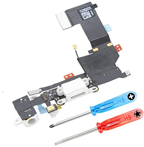 MMOBIEL Connecteur de Charge Compatible avec iPhone SE 2016 - Dock Connector - Câble Nappe de Rechange - avec Jack Audio/Microphone/Antenne Remplacement - INCL. Tournevis - Noir