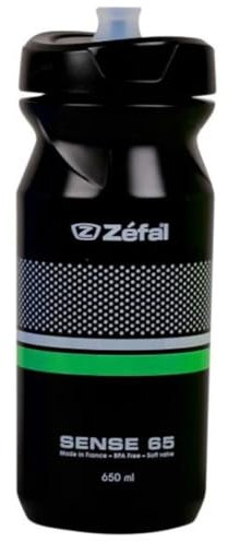 Zéfal Sense M65 - Bidon/gourde hydratation vélo/sport - Ergonomique, Sans BPA et Inodore Mixte Adulte, Noir, 650 ml