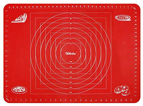 Webake Backunterlage zum Teig Ausrollen Teigmatte Silikon Silikonmatte Backen Groß Backmatte 70x50cm Antihaftbeschichtet Ausrollmatte Fondant Matte für Teigrollen Arbeitsmatte Fondant, Rot