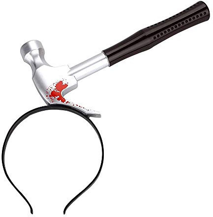 KIRALOVE Cerchietto per Capelli Martello - Effetto Sangue - piccone - Gioco - Giocattolo - Costume - Accessori - Travestimenti - Halloween - Zombie - Mostro - Divertente - Idea Regalo Originale