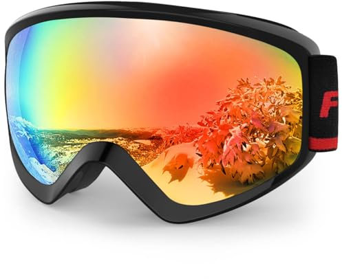 Findway Skibrille Kinder,Ski Snowboard Brille Brillenträger Snowboardbrille Schneebrille Verspiegelt für Junior Jungen Mädchen Teenager-3 4 5 6 7 8 9 10 11 12 13 14 Jahre - OTG 100% Anti-UV Anti-Fog