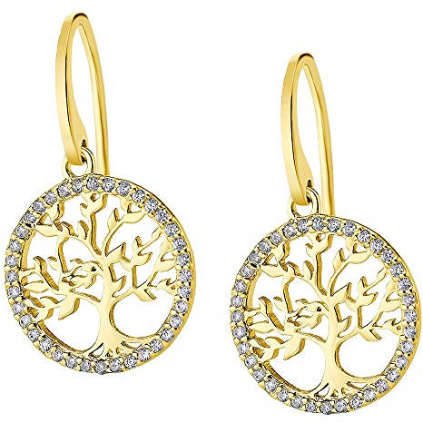 Lotus Pendientes de plata de ley 925 con diseño de árbol de la vida, modelo LP1746-4/2, JLP1746-4-2