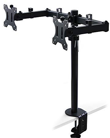 EMUCA - Soporte Monitor Doble para Mesa, 13”-32”, Brazo articulado Pantalla Escritorio MAX. 8 kg, Altura Ajustable, inclinable, Giratorio 360º, MAX VESA 75x75-100x100 mm, Acero Negro