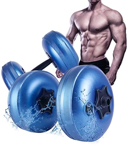 DEIRIS Kurzhantel-Set, 8 - 10 kg, tragbar, mit Wasser gefüllte Hanteln, 1 - 10 kg, verstellbar, geeignet für Männer und Frauen, Schwarz und Blau (blau)