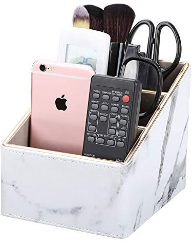 Schreibtisch-Organizer – Marmor-Effekt – Multifunktional – Organizer – Stiftehalter – 3 Fächer – Schule – Zuhause – Farbe grau und weiß