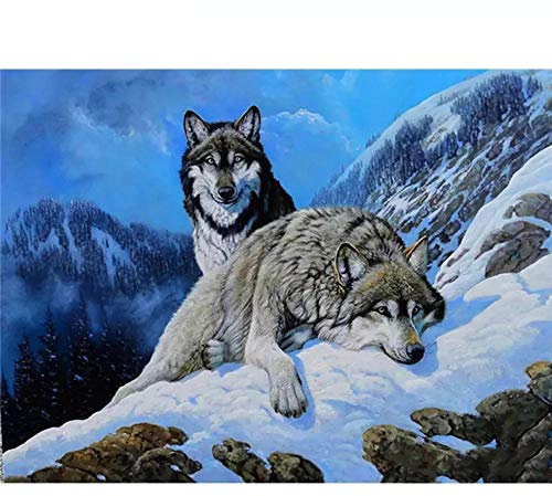 Klassische Puzzles 1000 Teile, Zwei Wölfe im Schnee Puzzle, Puzzle Kreative, Impossible Puzzle, Puzzle Pädagogisches, Farbenfrohes Puzzle, Puzzle für Erwachsene Kinder 26X38cm(10.23 * 14.96inch)