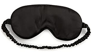 SLEEPMED Schwarze Nachtmaske aus Seide & Baumwolle, Komfortable Augenmaske mit Gummiband, Luxus Schlafmaske für empfindliche Augen, 20,5x10x0,2cm, unisex