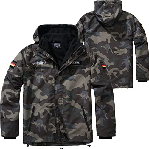 BWuM Tactical Windbreaker Zipper Fleece + Patch & Flaggen, Größe:7XL, Farbe:Darkcamo