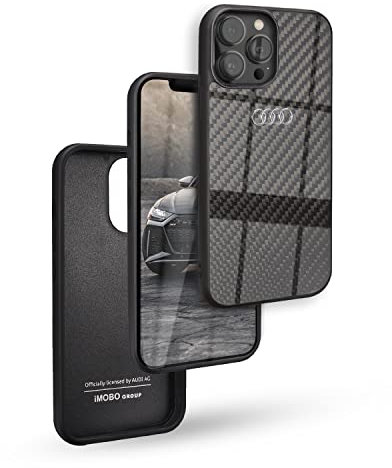 Audi Carbon Fiber Hülle für iPhone 13 Pro Max 6.7 Schwarz Hard AU-TPUPCIP13PM-R8/D2-BK