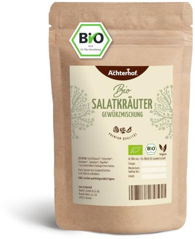 Salatkräuter Gewürzmischung Bio 100g | Salatkräutermischung ohne Glutamat | Vinaigrette für Blattsalat | auch für Dips mit Kräuterquark und Schmand | vom Achterhof