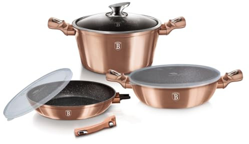 Berlinger Haus BH/7051 Kochgeschirr mit abnehmbarem Griff, Metallic Line Rose Gold Edition