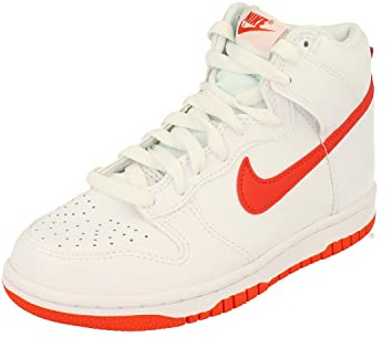 Nike Dunk High GS Trainers DB2179 Sneakers Scarpe (UK 4.5 us 5Y EU 37.5, White Red White 111)