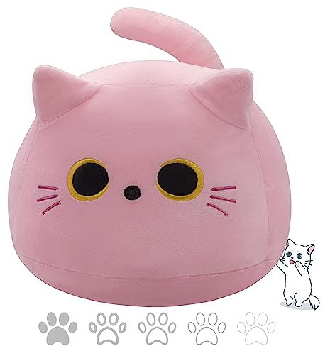 Tittaty Schwarze Katze Plüschtier Katze Kuscheltier Weiches Stofftier Kopfkissen Plüsch Kissen Christmas Toy Weihnachten Geburtstagsfeier Geschenke Dekoration (40 * 28cm) (Rosa)