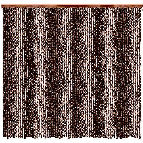 Fliegenvorhang Terrassentür 100 X 200, Perlenvorhang Holz Dicht Insektenschutz Balkontür, Perlenvorhang Türvorhang Holzperlen Vorhänge, Fadenvorhang Boho Bambus Sichtschutz, Dekorative Raumteiler ( Co