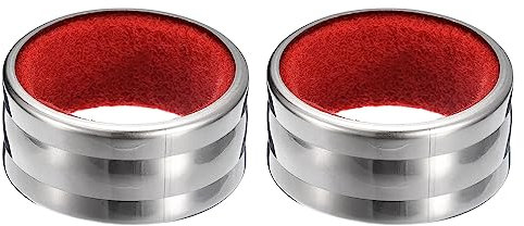 QUARKZMAN 2Stk Weinflasche Kragens Edelstahl Wein Tropfring 40mmx19mm Auslaufsicherer Ring Tropfstopfen für Wein Flaschen Wein Stopp Zubehör für Bar und Zuhause (Rot Silber)
