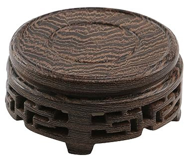 WDONAY Wooden Display Stand Base 3.15 Circular Wood Carved Pedestal Oriental Style Home Decoration for Vase, Flower Pots, Teapot, Table Lamp, Fishbowl