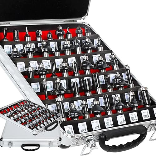 MAYLINE 1/2 Inch Shank Router Bits Sets 41 PCS, Woodwork Milling Groving Cutter Router Bit Set, Wood Miter Cabinet CNC Cutting Tool for Doors Table Shelves DIY (1/2-HW)