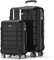 SHOWKOO Set di Valigie Rigide 2 Pezzi Espandibile ABS+PC Leggero Ultra Durevole Valigia Trolley da Viaggio con Chiusura TSA e 4 Ruote Doppie (M-XL, Nero)