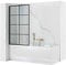 Rea Mampara de bañera Lagos-1 Fix Negro Mampara de bañera sobre pared 80 x 140 cm, cristal de seguridad 5 mm (Acabado perfil: Negro)