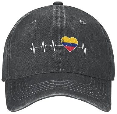 Gorra De Béisbol Sombrero para El Sol Algodón personalizado Latido del corazón venezolano Gorra de béisbol Deportes Hombres Mujeres Ajustable Amo la bandera de Venezuela Corazón Papá Sombrero Otoño