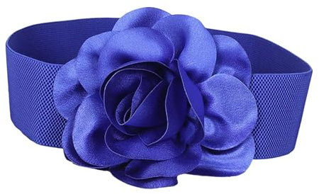 LOVIVER Cinturón elástico ancho para mujer, cinturón de flores, cinturón elástico para fiesta de Navidad, vestidos informales para mujer, azul