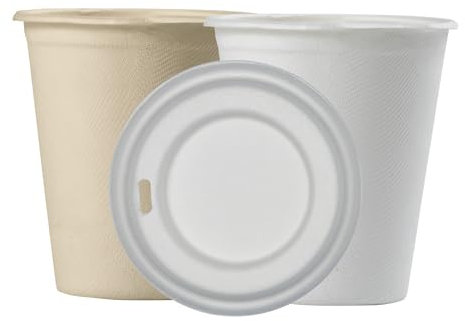 Ferrari BIO 25/50/100/200/500/1000 Tappi per Bicchieri Acqua Usa e Getta Monouso, in Bagassa Ecologici, Biodegradabili e Compostabili, perfetti per coprire tè e cappuccino (Tappo, 25)