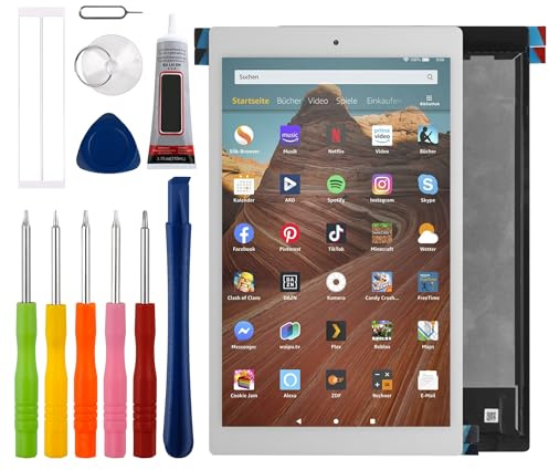 Neue Duotipa LCD Touch Screen Digitizer Assembly für Amazon Kindle Fire HD 10 9th 2019 LCD Diaplay für M2V3R5 mit technischen Reparatur Tools Kit.-Weiß