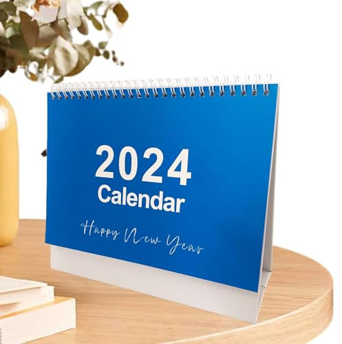 Tischkalender 2024, Tischkalender 2024, Familienplaner 2024, Papierkalender, Monatsplaner für einfache und effektive Organisation, Stehtischkalender (blaues Modell)