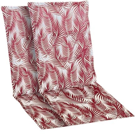 Goliez® 2er Set Gartenstuhlauflagen Hochlehner, Polsterauflagen für Gartenmöbel, Sitzauflagen Gartenstühle, Sitzkissen mit UV-Lichtecht (Flora Rot)