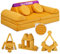Linodino® Spielsofa Cord Fantasiewelt, Kindersofa-Bausteine - Kreative Stapelsteine für Kinder - Kindercouch, Sofa-Kuschelecke im Kinderzimmer | Schaumstoff-Softbausteine [Gänseblümchen Gelb]