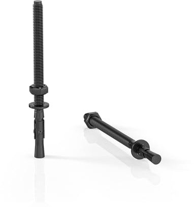 ORTAVA 10 Stück Schwerlastdübel M6 x 90mm, Bolzenanker M6 Edelstahl, Schwerlastanker, Edelstahl A2 V2A, Schwarzes Oxid, mit Unterlegscheiben und Muttern, für Maschinen, Geländer