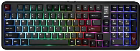 MechLands Vibe99 Wireless Gaming Keyboard with 1.06'' Screen, 96% Hot Swappable Creamy Mechanical Keyboard with Gasket Structure, BT5.0/2.4GHz/USB-C, 5-Layer Padding, RGB, NKRO for Win/Mac (Black)