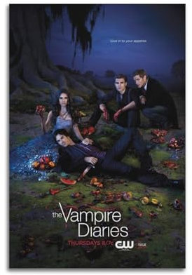 Filmposter The Vampire Diaries, Wand-Collage-Set, Leinwand, Vintage-Leinwandposter, Wandkunst, Dekordrucke, Poster, moderne Leinwandkunst, Bilder für Wohnzimmer, Schlafzimmer, 30 x 45 cm,
