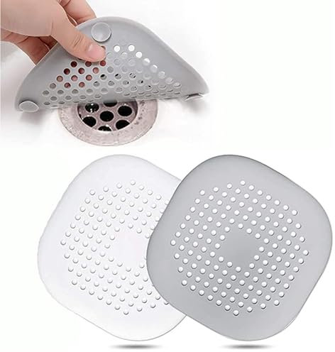 2 PC Silicone Suction Drain Protector, Sink and Shower Hair Catcher, Bathtub Strainer Cover, Trap Filter for Kitchen and Bathroom