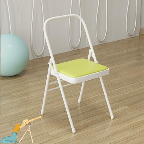 KGAILL Yoga-Klappstuhl, Yoga-Hilfsstuhl | Tragbarer Klappstuhl Rückenfreier Fitnessstuhl, Yoga-Hilfsessel Stabil & Robust(Green)