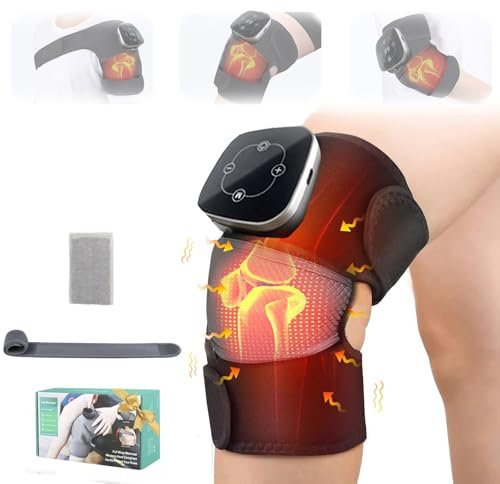 Masajeador de Rodilla, 3 en 1 Dispositivo de Masaje de Rodilla Calentado con 5 Niveles de Calor luz Roja Comprimir 3 Niveles de Masaje para Aliviar el Dolor de Rodilla Hombro Codo