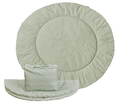 molis&co - Krabbeldecke Runder für Baby 100x5 cm - 100% Baumwolle (OEKO-TEX) - Spielmatte Baby Multifunktional, Dick & weich gepolstert - Ideal als Babydecke & Spieldecke Baby - Mint Tea