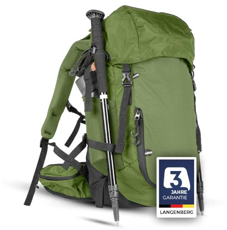 LANGENBERG Peak Wanderrucksack Herren und Damen - Tagesrucksack und Trekkingrucksack mit hohem Komfort und atmungsaktivem Mesh - 40L Premium Rucksack wandern - Outdoor Rucksack Grün