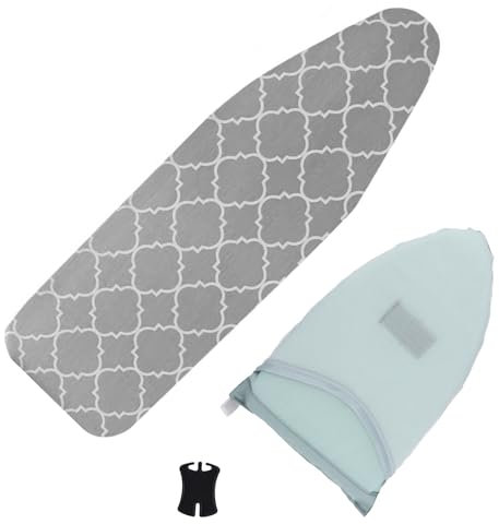 Duronge 2er-Set Bügelbrettbezug und Dampfbügelehandschuh, Hitzereflektierender Elastischer Bügelbrettüberzug mit Fingerloop, für Dampfbügeltisch und Dampfglätter