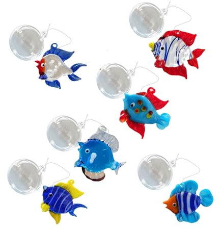 JUNNASALIKER Pack Glasfische Mit Blasen Hängedisplay Aquarium Schwimmer Dekoration Für Wohnräume Und Arbeitsplätze