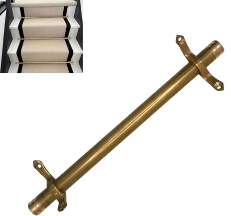 Lot de 9 tiges d'escalier en laiton massif pour tapis de couloir - Barre de fixation robuste pour escalier - 74 cm de long