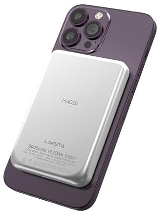 LIMETA EB20W 5000mAh Power Bank: 18W Magnetischer Drahtloser Ladegerät mit Dualem USB - C, Summerton für Sehbehinderte, kompatibel mit iPhone 12-16