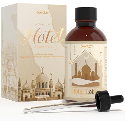 SALUBRITO Hotel Lobby Essential Oil, 120ml, Pure & Natural Luxury Hotel Fragrance Oil, Premium Scented Oil for Diffuser, Home, Candle, Soap Making, Aromatherapy Gift Set for Men & Women