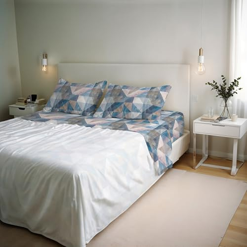 Italian Bed Linen River Duvet Cover Set, Cotton and Recycled Fibres, Sepik Blue, Made in Italy
