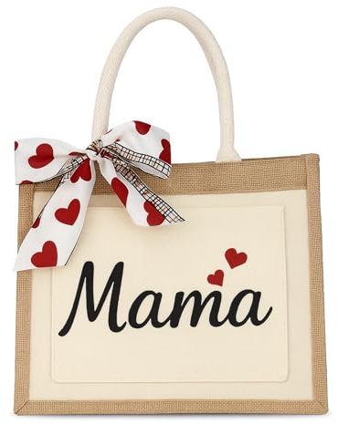 MOAZIFI Geschenke für Mama, Jutebeutel Damen Jute Tasche Personalisiert Muttertag Geburtstag Geschenk Jute Shopper Einkaufstasche zum Plotten Geschenkidee für Mütter Frauen