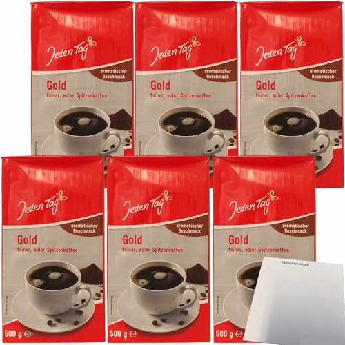 usy Bundle für Jeden Tag Kaffee Gold edler Spitzenkaffee gemahlen aromatischer Geschmack 6er Pack (6x500g Packung) + usy Block
